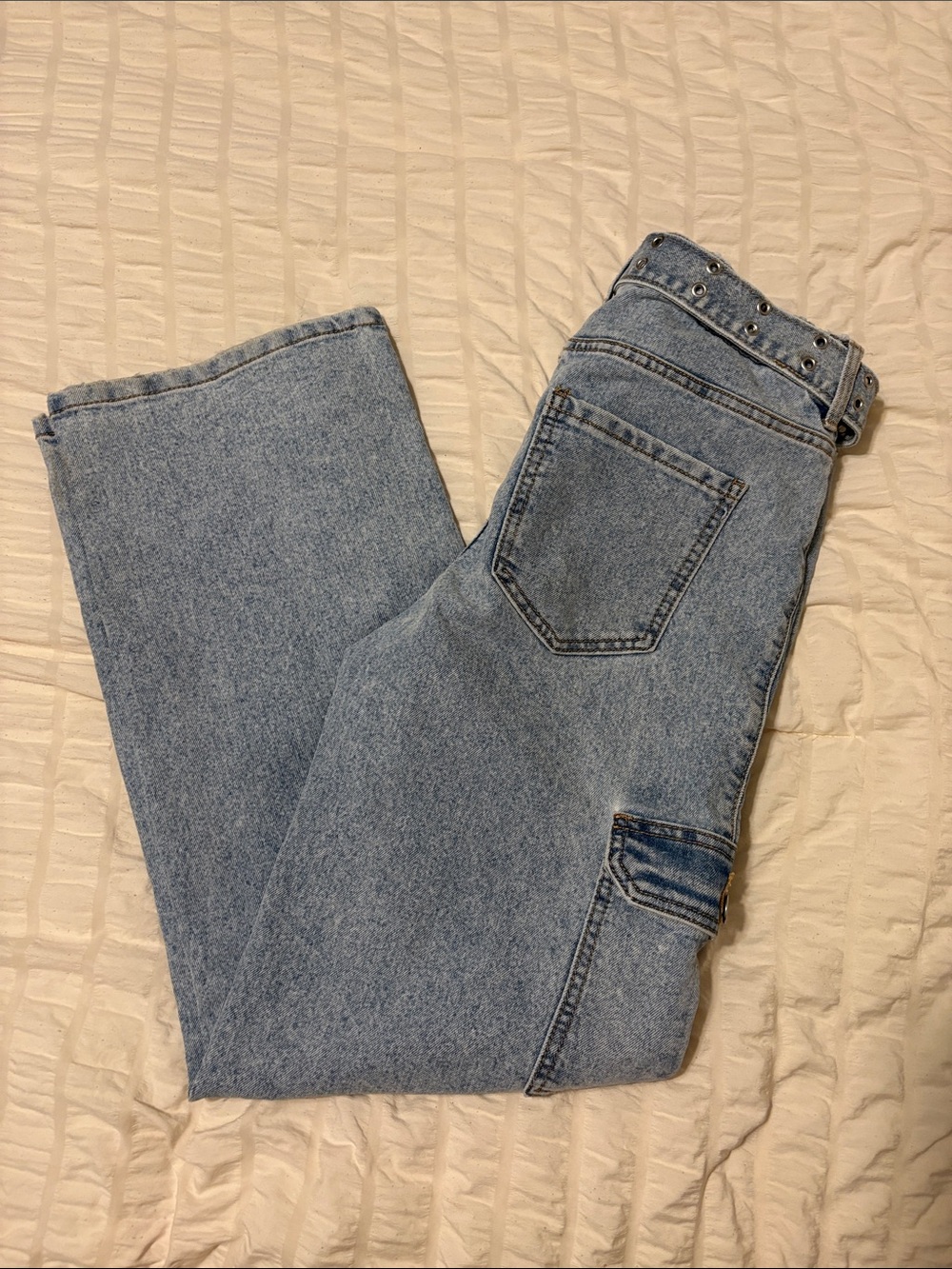 No Boundaries Light Blue Straight Leg Jeans with Studded Belt